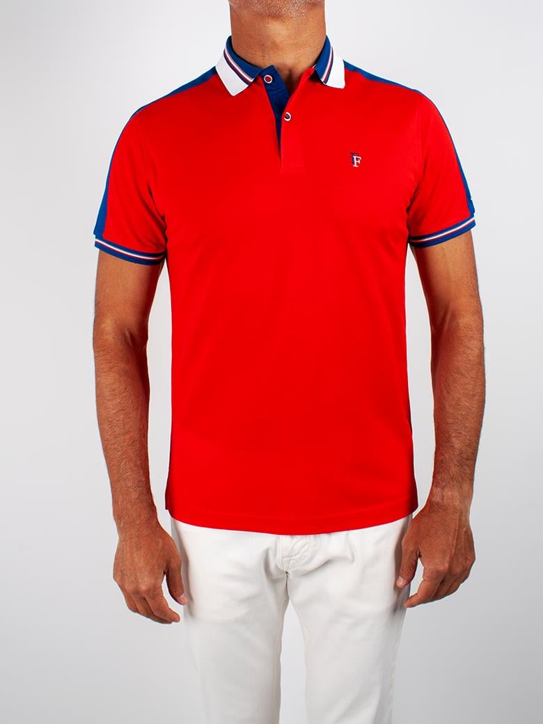 Regular Fit Yaka Detaylı Merserize %100 Pamuk Kırmızı Polo Tişört