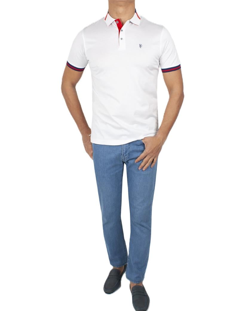 Regular Fit Yaka Detaylı Merserize %100 Pamuk Beyaz Polo Tişört