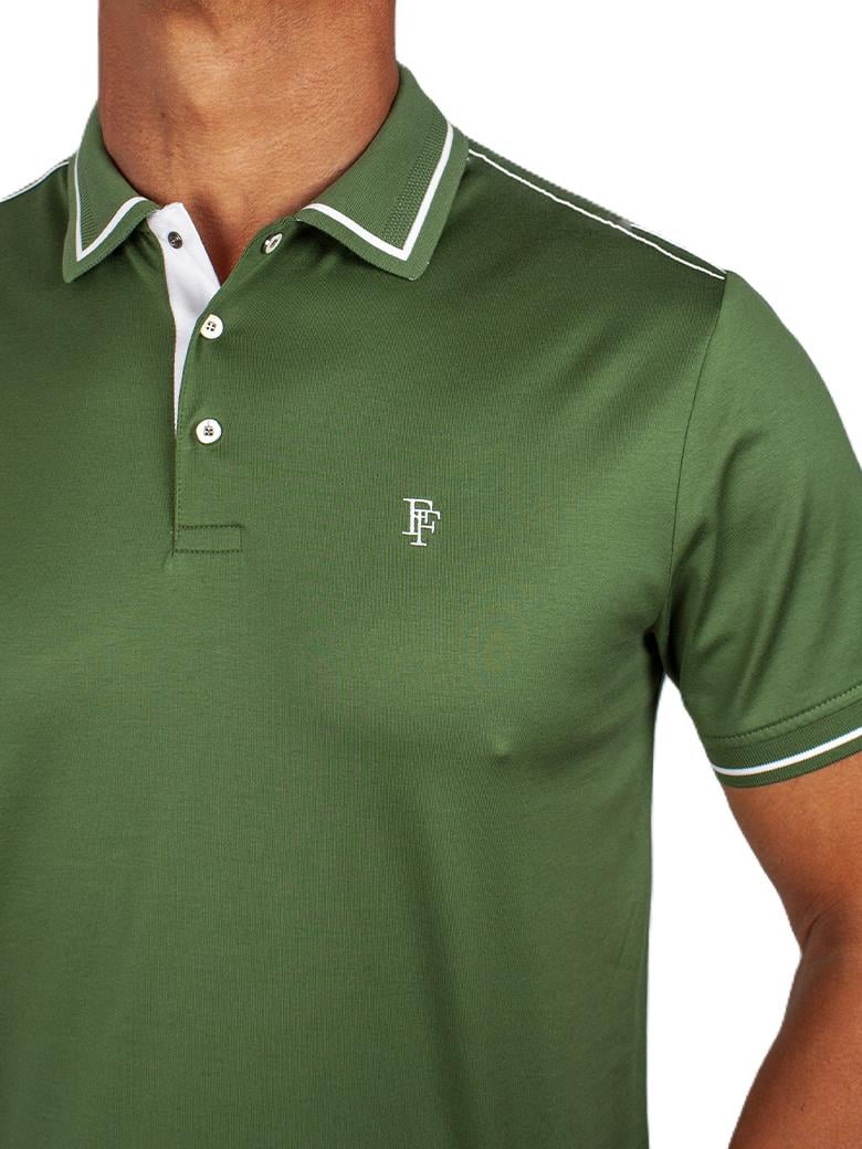 Regular Fit Yaka Detaylı Merserize %100 Pamuk Yeşil Polo Tişört