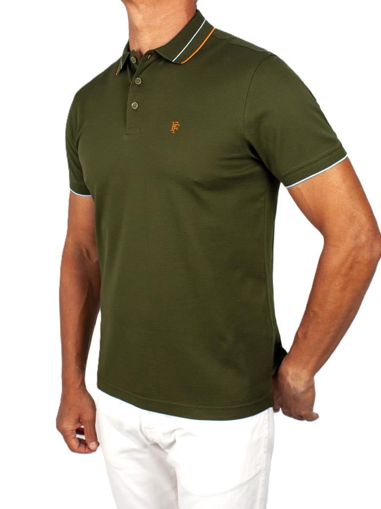 Regular Fit Yaka Detaylı Merserize %100 Pamuk Yeşil Polo Tişört