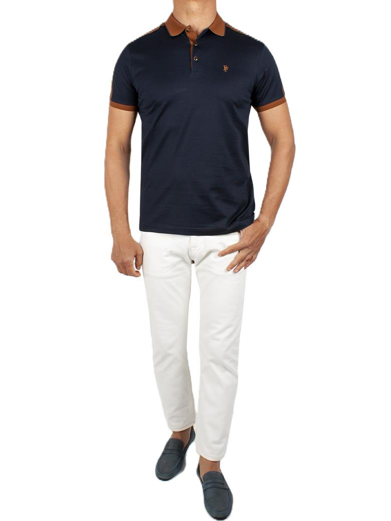 Regular Fit Yaka Detaylı Merserize %100 Pamuk Koyu Lacivert Polo Tişört