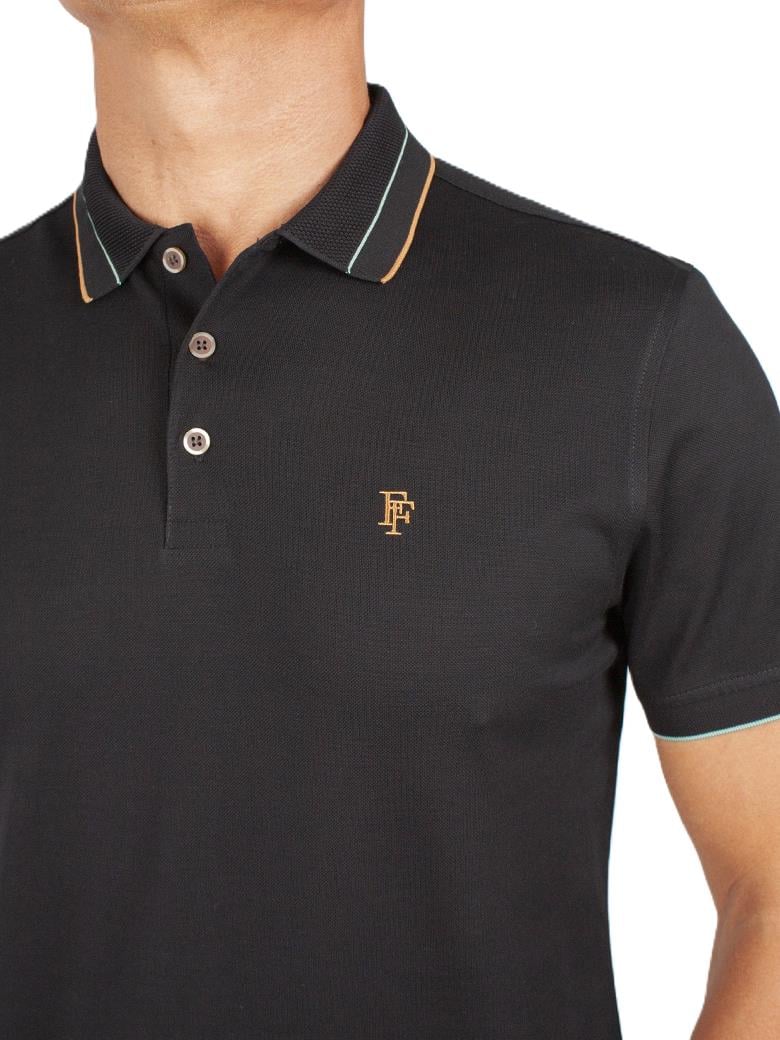 Regular Fit Yaka Detaylı Merserize %100 Pamuk Siyah Polo Tişört