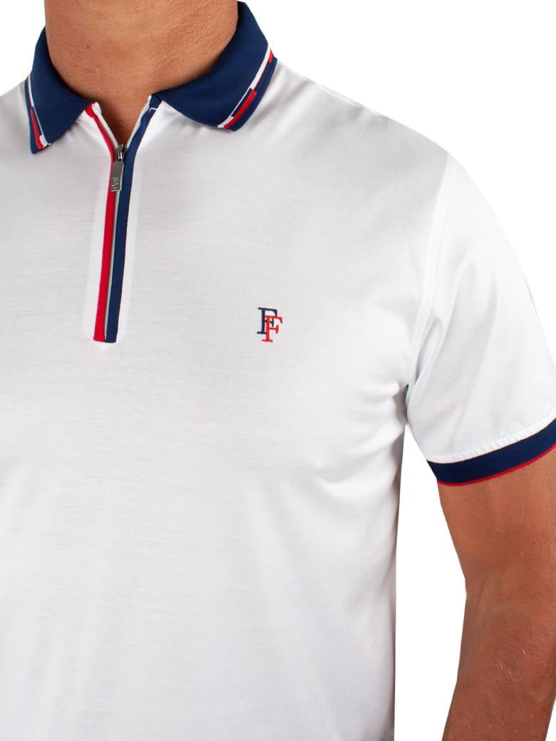 Regular Fit Yaka Detaylı Merserize %100 Pamuk Beyaz Polo Tişört