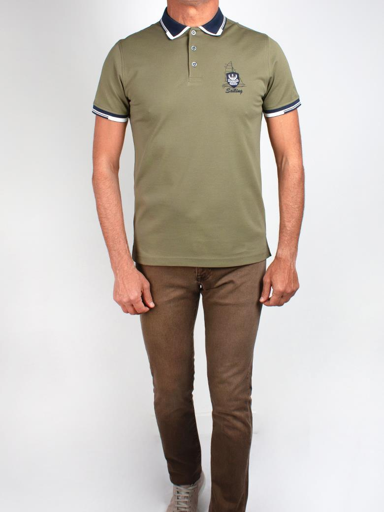 Regular Fit Yaka Detaylı Merserize %100 Pamuk Haki Polo Tişört