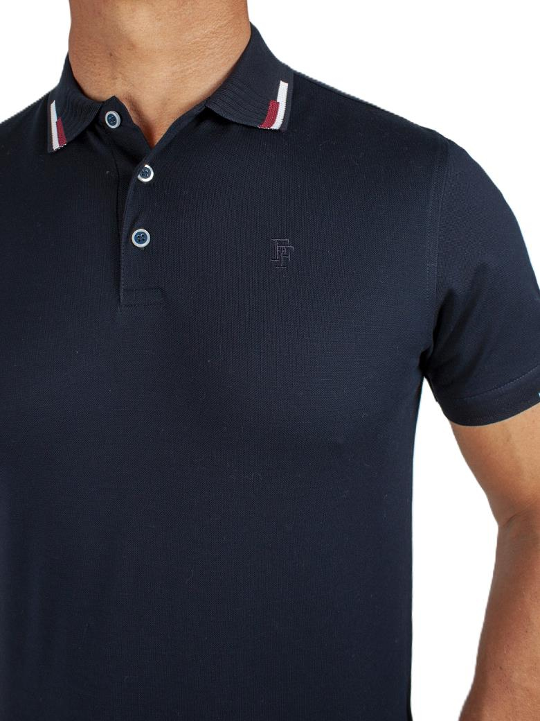 Regular Fit Yaka Detaylı Merserize %100 Pamuk Koyu Lacivert Polo Tişört