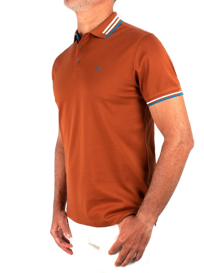 Regular Fit Yaka Detaylı Merserize %100 Pamuk Kiremit Polo Tişört