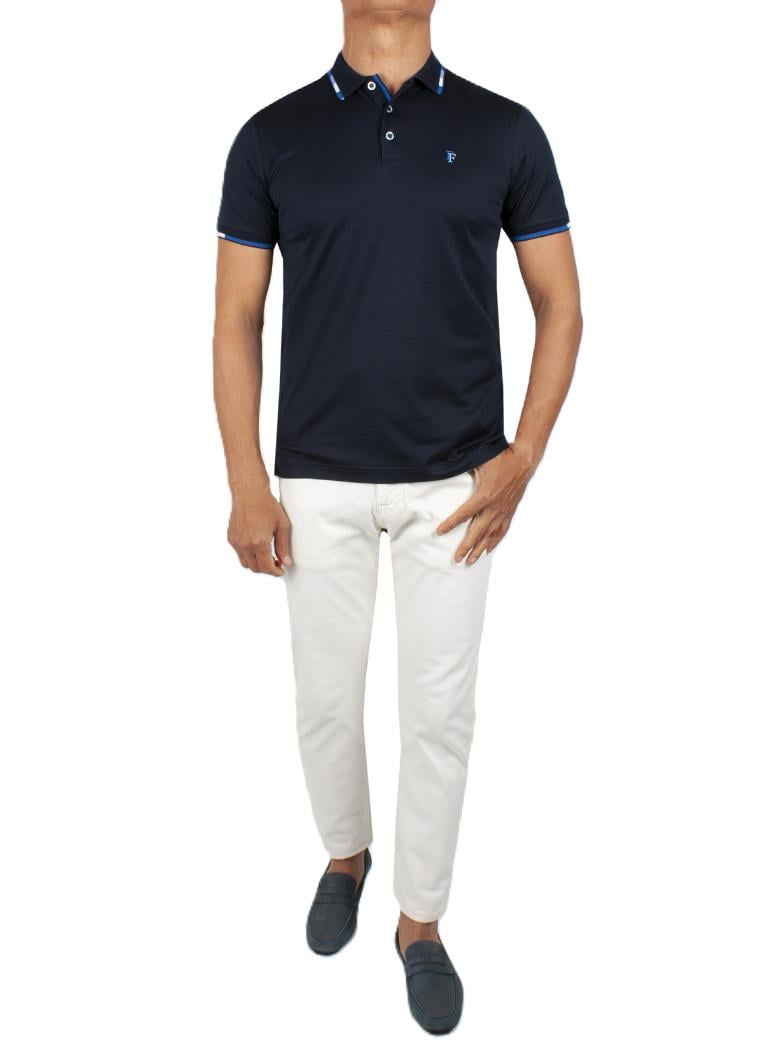 Regular Fit Yaka Detaylı Merserize %100 Pamuk Koyu Lacivert Polo Tişört