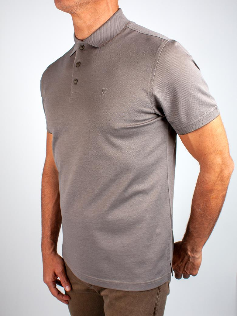 Regular Fit Yaka Detaylı Merserize %100 Pamuk Vizon Polo Tişört