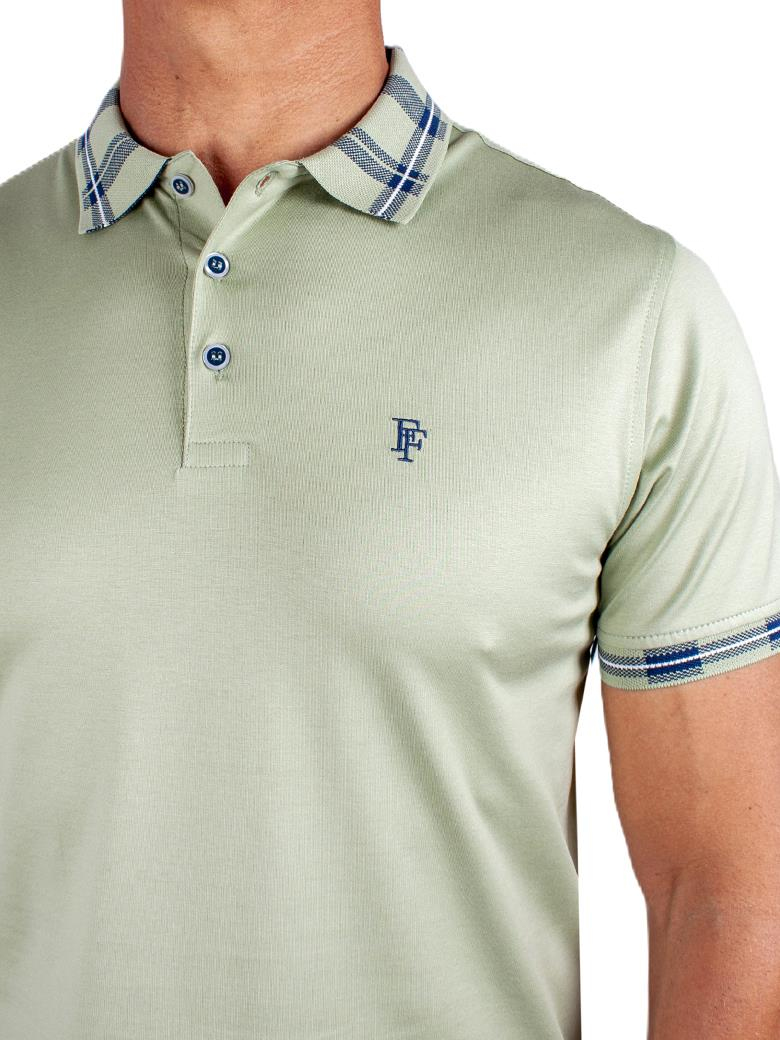 Regular Fit Yaka Detaylı Merserize %100 Pamuk Açık Yeşil Polo Tişört