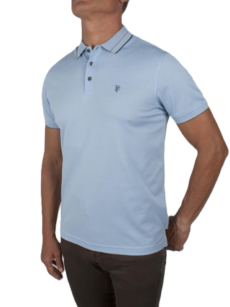 Regular Fit Yaka Detaylı Merserize %100 Pamuk Açık Mavi Polo Tişört