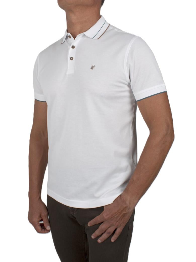 Regular Fit Yaka Detaylı Merserize %100 Pamuk Beyaz Polo Tişört