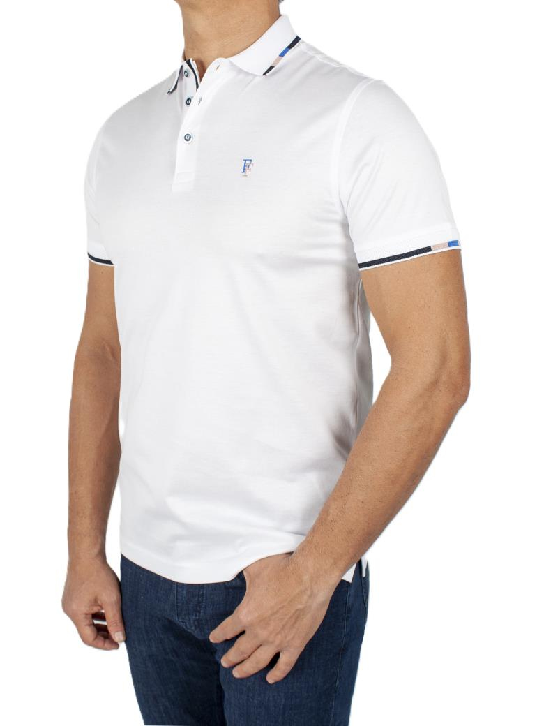 Regular Fit Yaka Detaylı Merserize %100 Pamuk Beyaz Polo Tişört