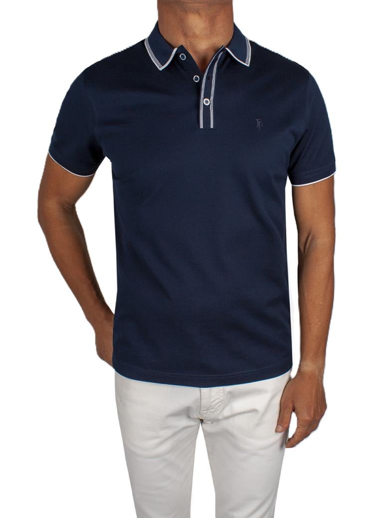 Regular Fit Yaka Detaylı Merserize %100 Pamuk Koyu Lacivert Polo Tişört