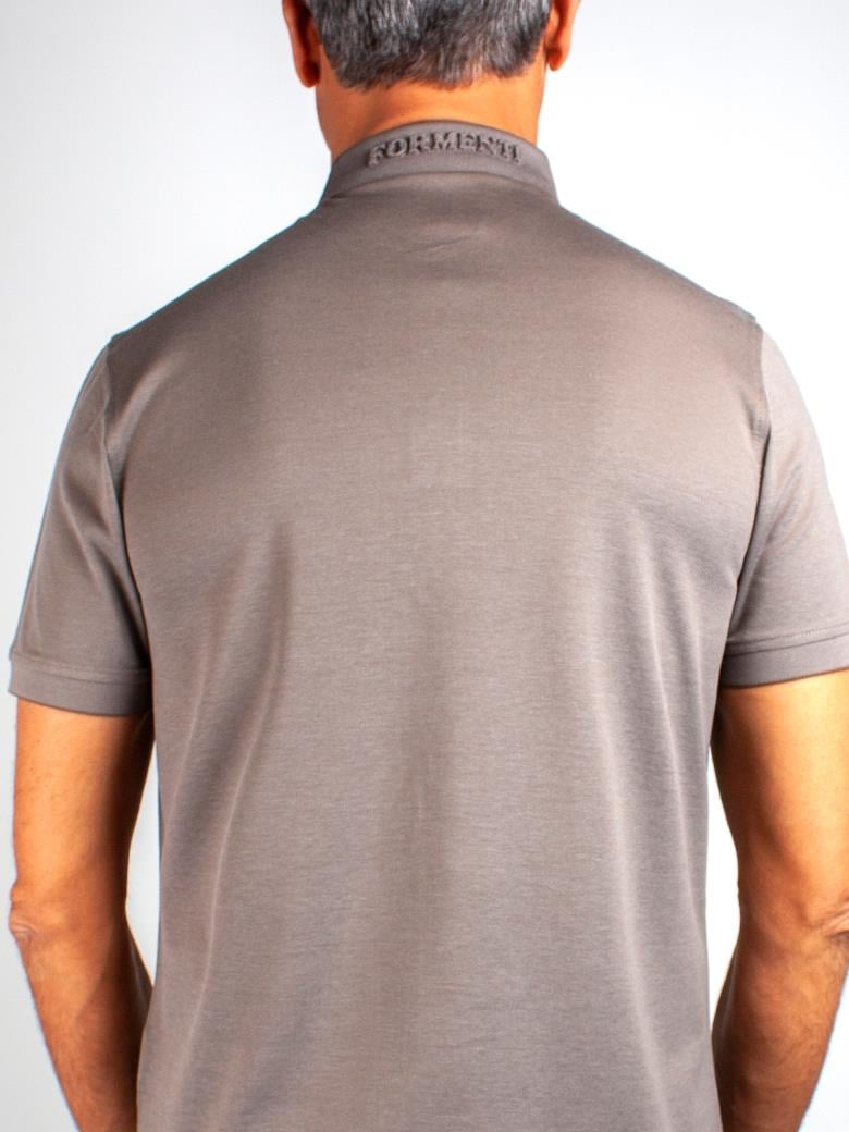 Regular Fit Yaka Detaylı Merserize %100 Pamuk Vizon Polo Tişört