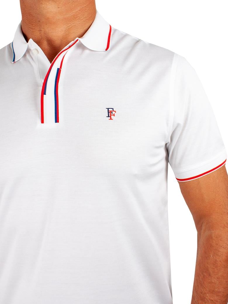 Regular Fit Yaka Detaylı Merserize %100 Pamuk Beyaz Polo Tişört