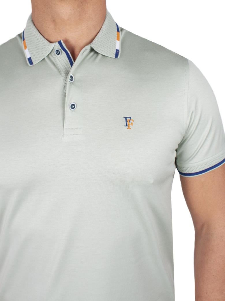 Regular Fit Yaka Detaylı Merserize %100 Pamuk Mint Polo Tişört