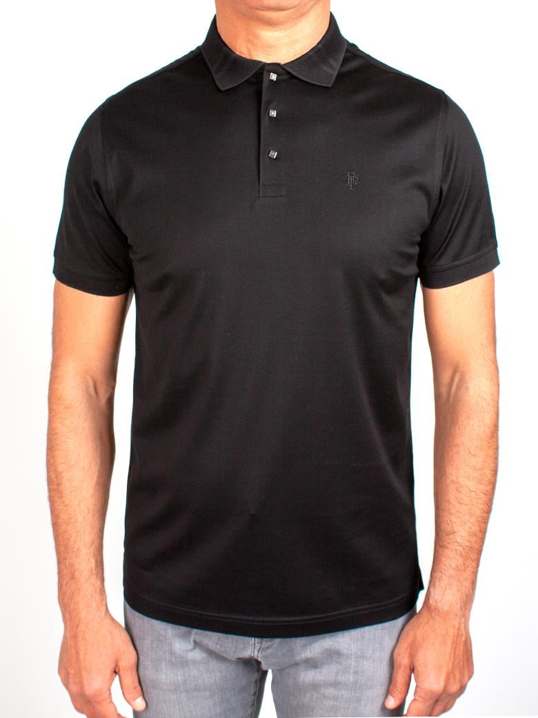 Regular Fit Yaka Detaylı Merserize %100 Pamuk Siyah Polo Tişört