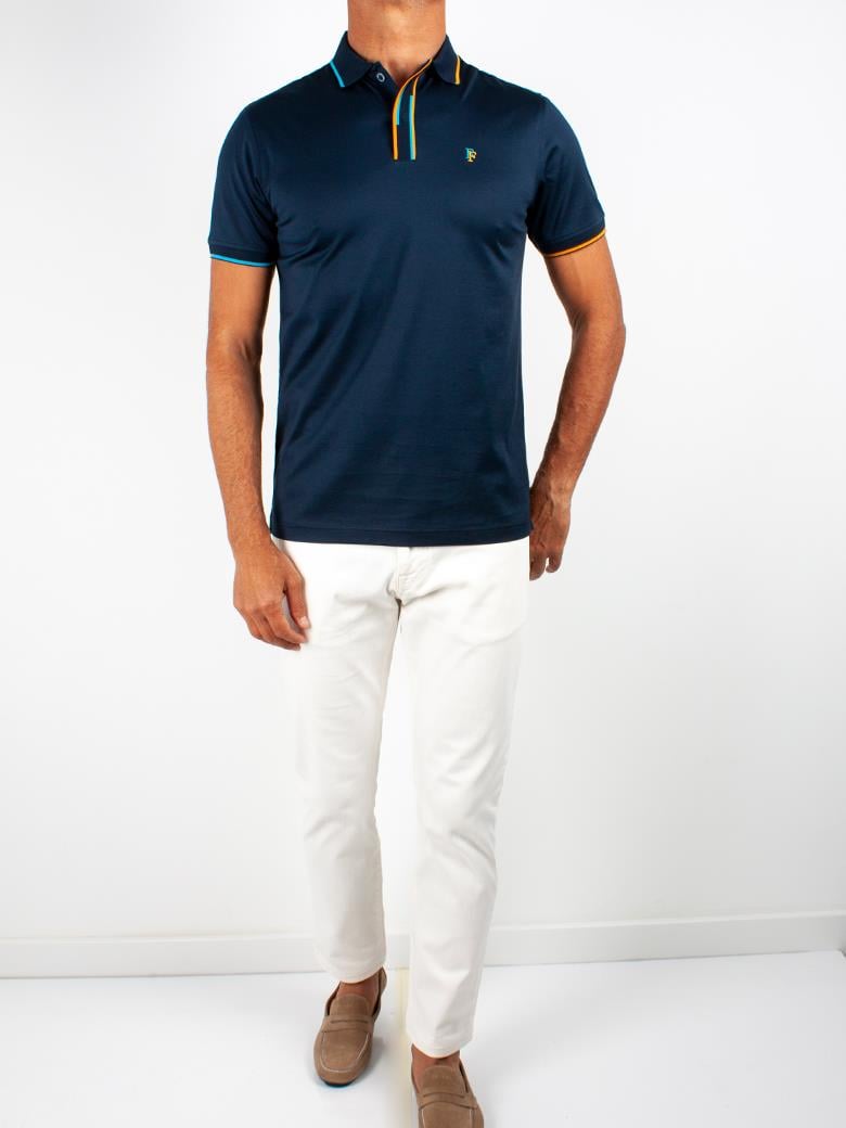 Regular Fit Yaka Detaylı Merserize %100 Pamuk Lacivert Polo Tişört