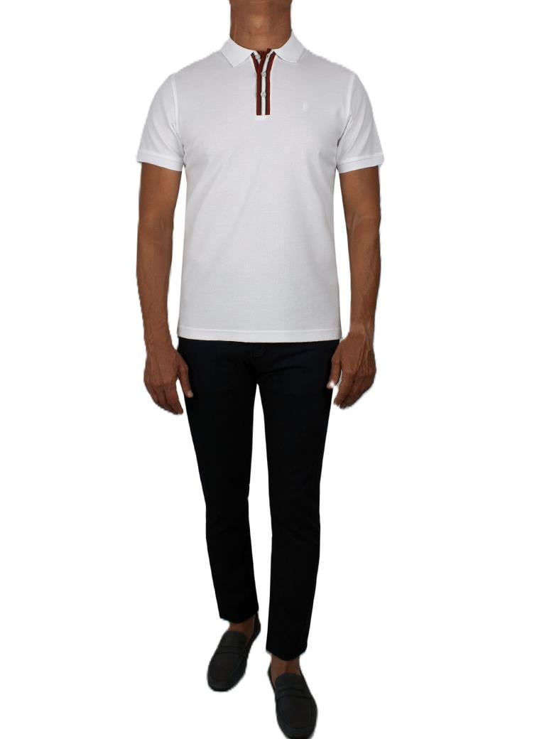 Regular Fit Yaka Detaylı Merserize %100 Pamuk Beyaz Polo Tişört