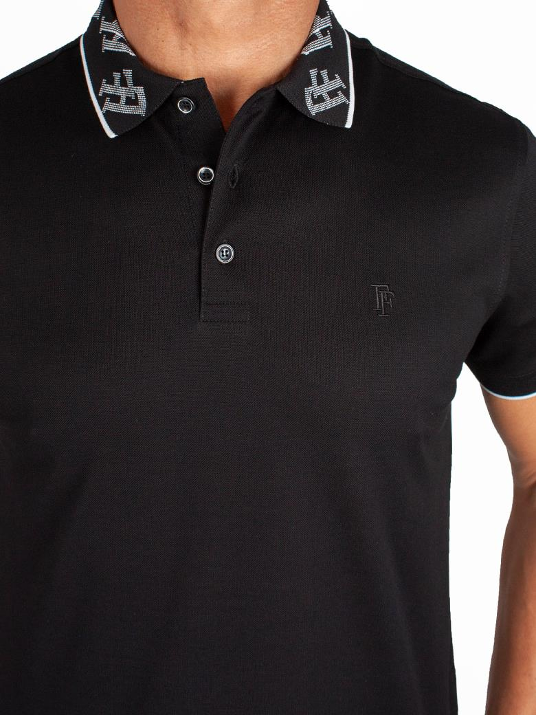 Regular Fit Yaka Detaylı Merserize %100 Pamuk Siyah Polo Tişört