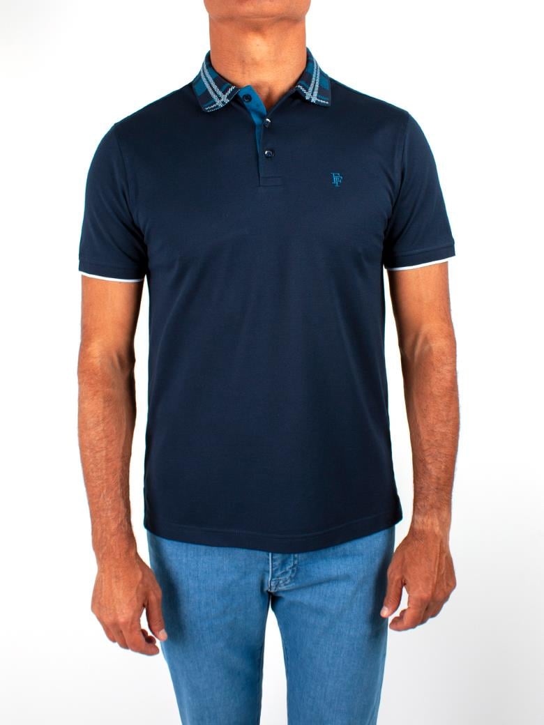 Regular Fit Yaka Detaylı Merserize %100 Pamuk Koyu Lacivert Polo Tişört