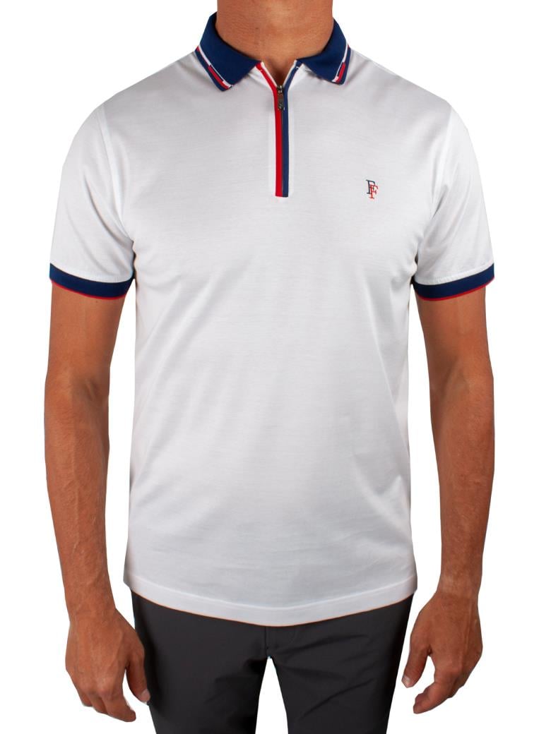 Regular Fit Yaka Detaylı Merserize %100 Pamuk Beyaz Polo Tişört