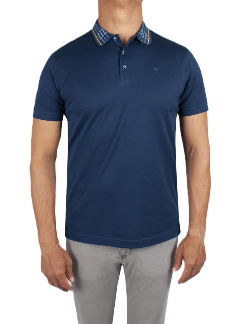 Regular Fit Yaka Detaylı Merserize %100 Pamuk Lacivert Polo Tişört