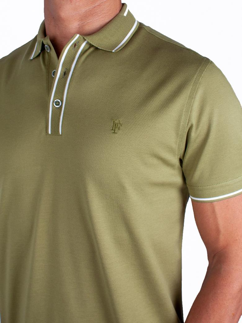 Regular Fit Yaka Detaylı Merserize %100 Pamuk Yeşil Polo Tişört
