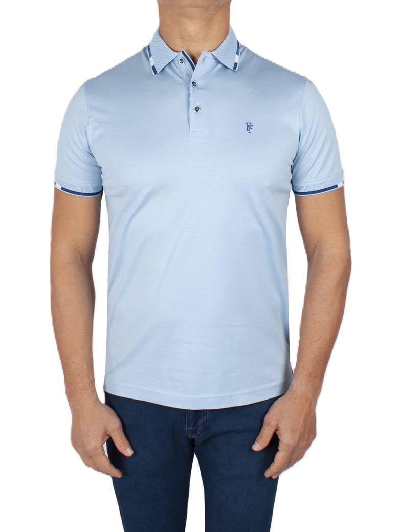 Regular Fit Yaka Detaylı Merserize %100 Pamuk Mavi Polo Tişört