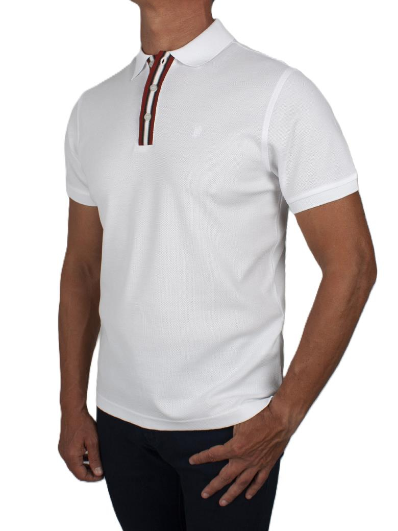 Regular Fit Yaka Detaylı Merserize %100 Pamuk Beyaz Polo Tişört