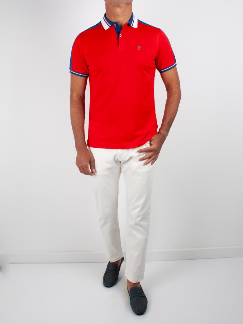 Regular Fit Yaka Detaylı Merserize %100 Pamuk Kırmızı Polo Tişört