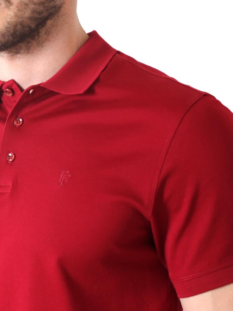 Reguler Fit Merserize %100 Pamuk Bordo Polo Yaka Tişört