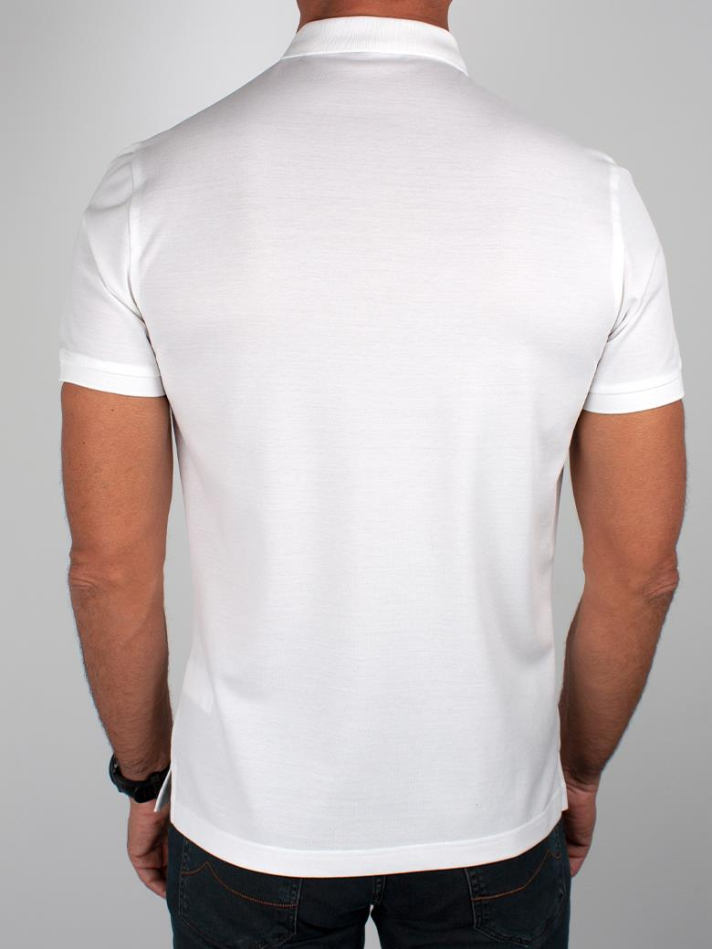 Reguler Fit Merserize %100 Pamuk Desenli Beyaz Polo Yaka Tişört