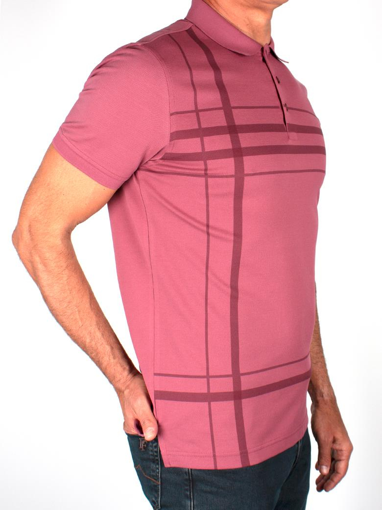 Reguler Fit Merserize %100 Pamuk Desenli Gül Kurusu Polo Yaka Tişört