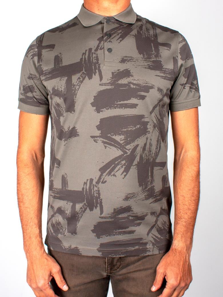 Reguler Fit Merserize %100 Pamuk Desenli Haki Polo Yaka Tişört