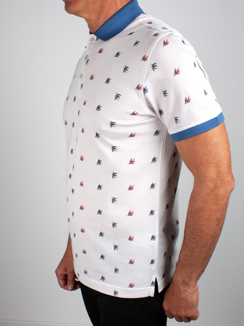 Reguler Fit Merserize %100 Pamuk Desenli Açık Gri Polo Yaka Tişört