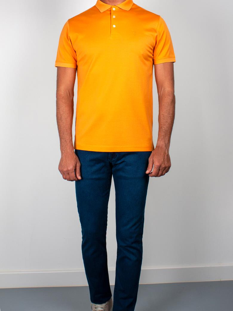 Reguler Fit Merserize %100 Pamuk Oranj Polo Yaka Tişört