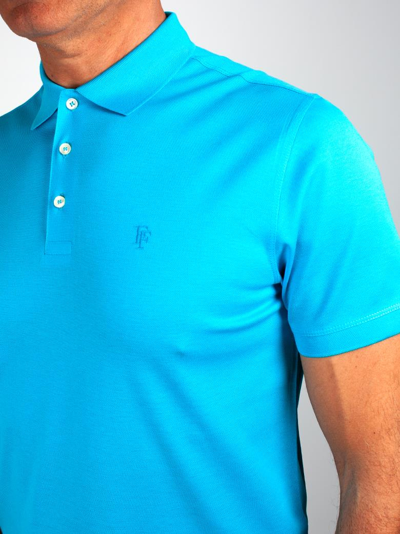 Reguler Fit Merserize %100 Pamuk Turkuaz Polo Yaka Tişört