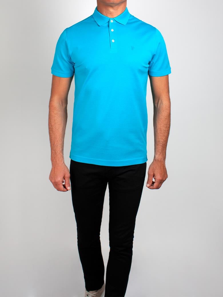Reguler Fit Merserize %100 Pamuk Turkuaz Polo Yaka Tişört