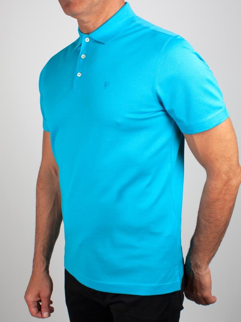 Reguler Fit Merserize %100 Pamuk Turkuaz Polo Yaka Tişört