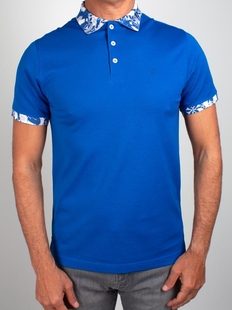 Reguler Fit Yaka Detaylı Merserize %100 Pamuk Saks Polo Tişört