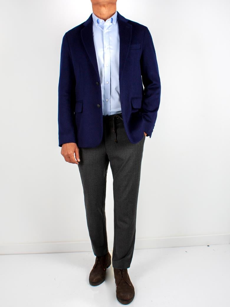 Standart Fit Açık Lacivert Yün Kaşmir Blazer Ceket
