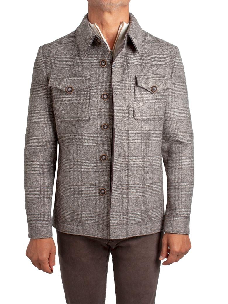 Standart Fit Desenli Bej Yün Ceket