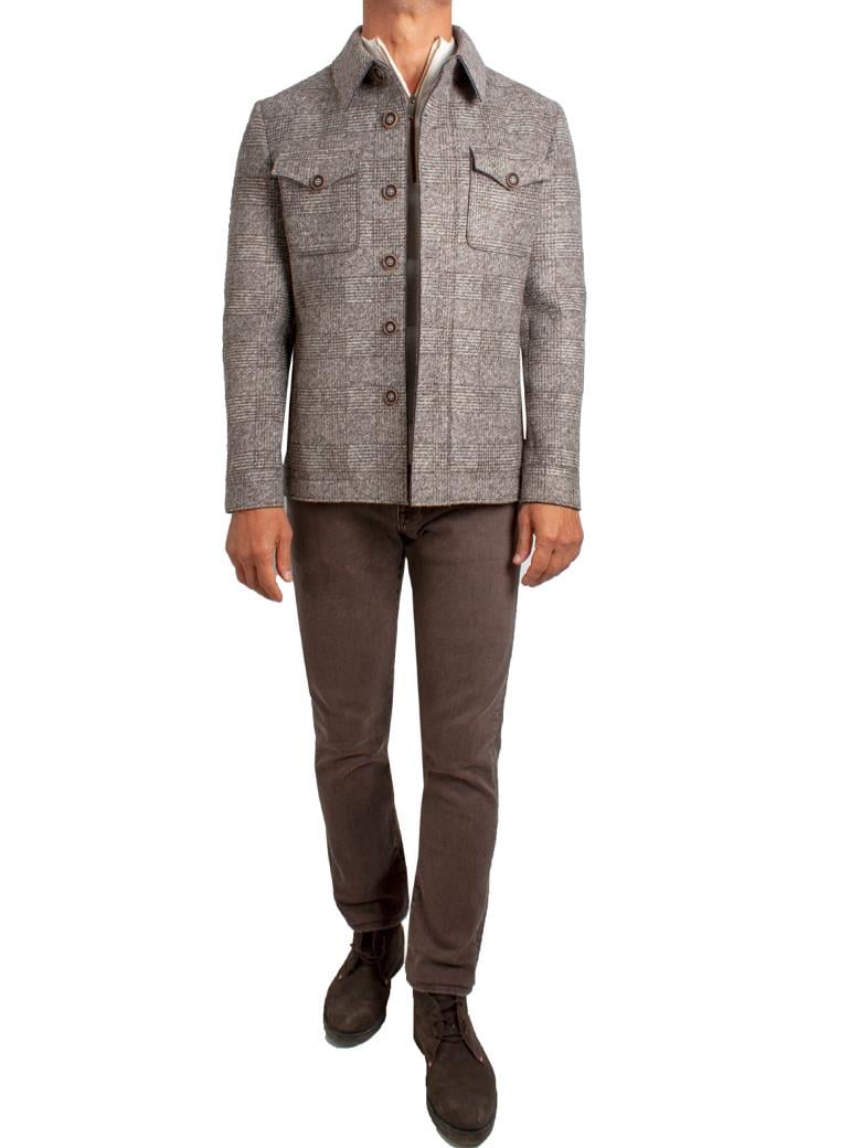 Standart Fit Desenli Bej Yün Ceket