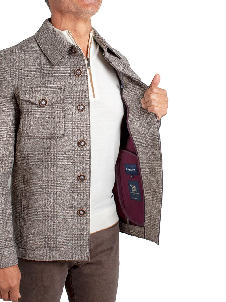 Standart Fit Desenli Bej Yün Ceket