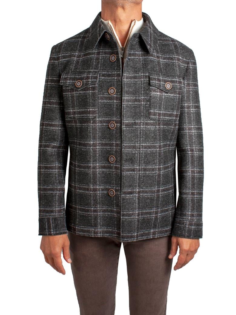 Standart Fit Desenli Lacivert Yün Ceket