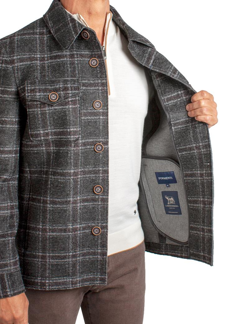 Standart Fit Desenli Lacivert Yün Ceket