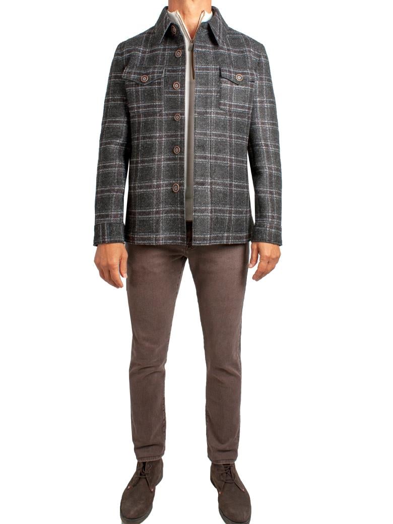 Standart Fit Desenli Lacivert Yün Ceket