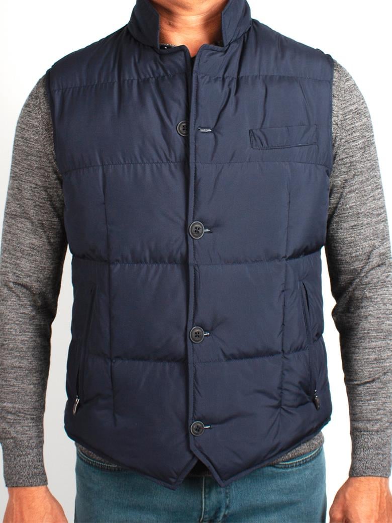 Standart Fit Dik Yaka Lacivert Yelek