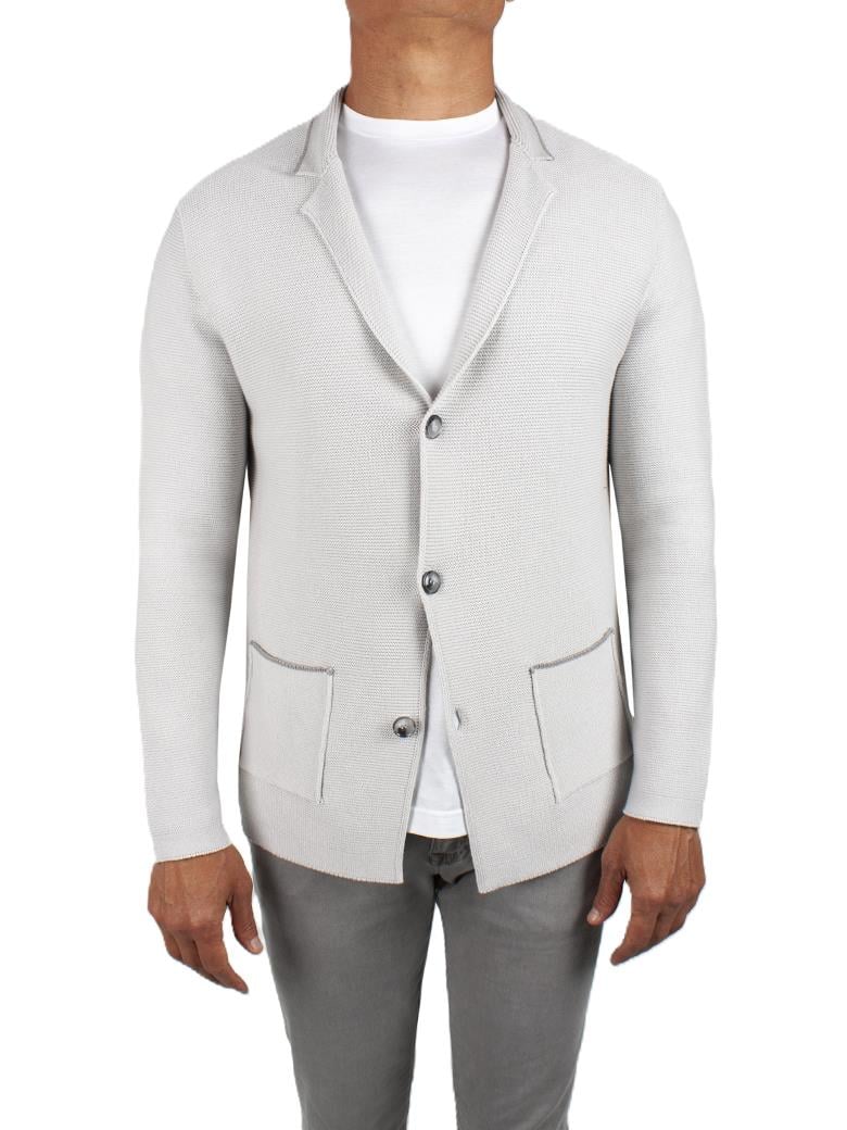 Standart Fit Düğmeli %100 Pamuk Gri Triko Ceket